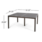 Outdoor Modern Aluminum Dining Table with Woven Accents, Gloss Black 65144.00BZE