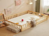 Original wood color painted pine fence bed with door and deck board full children's wooden bed 67853581
