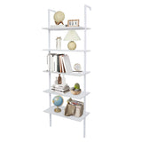 ZNTS 5-Shelf Wood Ladder Bookcase with Metal Frame, Industrial 5-Tier Modern Ladder Shelf Wood 70392764