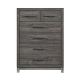 ZNTS Modern Sleek Design Bedroom Furniture 1pc Beautiful Chest with 6 Drawers Brownish Gray and Antique B011P255196