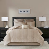 8 Piece Embroidered Comforter Set Natural King B03597012