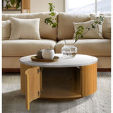 Faux White Marble Round Coffee Table with Storage B035P262683
