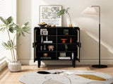 4-Doors Rattan Mesh Storage Cabinet, Sideboard with Eight Storage Spaces, for Entryway, Living Room, W757P198555
