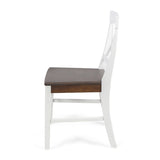 ZNTS Roshan Farmhouse Acacia Wood Dining Chairs, White / Walnut 21D x 17.75W x 35.5H Inch 62888.00WWALN