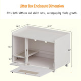 White Cat Litter Box Enclosure,Hidden Litter Box Furniture with top side fence,Wooden Pet House Side W3166P266380