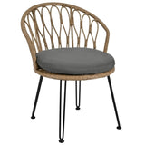 U_STYLE Outdoor Leisure Set, 2 Rattan Single Chairs with A Glass Round Table, Perfectly Suited for N711P256422E