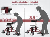 2-in-1 Rollator Walker & Wheelchair 6-Level Adjustable Handles, 1-Hand Folding, Storage 59905372
