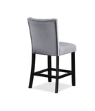 2pc Casual Upholstered Counter Height Velvet Upholstery Chair Channel Tufted Back Wooden Dining Room B011P261180