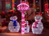 Lighted STOP Sign Christmas Yard Decorations, Pre-lit Road Sign SANTA STOP HERE with 70 LED White 88273492