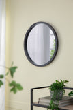 20" x 20" Circle Wall Mirror with Wooden Frame and Black Finish, Wall Mirror for Living Dining W2078124341