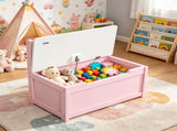 Pink Storage Bench Toy Box Chest with Large 27L Interior Toy Organizer with Top Lid And Backrest for 57784253