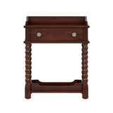 Retro Style Nightstand with Drawer and Open Shelf for Bedroom, Bedside Table with Turned Legs and N733P206240D