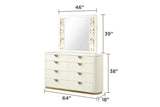 La Pierre Modern Style Mirror Made with Wood and Gold LED edges in Beige B009P270814