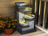 Outsunny 33.5" Outdoor Water, 4-Tier Floor Standing Resin Cascading Bowls Waterfall W2225P485602