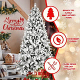 Artificial 7.5ft Flock Christmas Tree with 1523PE/PVC Mixed Branch Tips, 400L warm white lights, 23375777