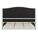 Marcella Upholstered Shelter Headboard Bed Set, King, Antique White Polyester B2719P238224
