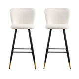 30'' modern style barstool,with white seats, black metal legs, and gold - tipped ends,suitable for N780P228980W