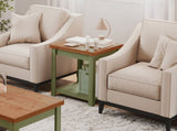 24 inch Side Table, No Assembly Required, Sage Green and Fruitwood Finish B108P160213