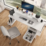 47.3"office desk with power outlet,2 Monitor Stands,2 drawers,Side Pocket,Easy to Assemble,Frame W2887P239957