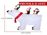 5FT Lighted Christmas Inflatable Decoration, Inflatable Polar Bear and Penguis, Funny Blow Up Yard 00445988