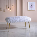 White and Gold Bench with Straight Legs B062P189115