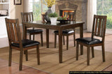 Dark Brown Cherry Finish 5pc Dining Set Table with 4 Chairs Black Faux Leather Upholstery Wooden B011P170669