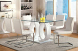 ZNTS Modern Elegance White Color Leatherette 2pcs Dining Chairs Chrome Metal Legs Dining Room Side Chairs B011P178974