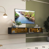 180 Wall Mounted Floating 80" TV Stand with 20 Color LEDs and Charging Station W331P225208