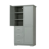 ZNTS Tall and Wide Storage Cabinet with Doors for Bathroom/Office, Three Drawers, Grey WF299285AAG