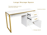 White particleboard and iron pipe, 97*35*78cm, 2 drawers and 1 door, computer desk, suitable for 09186500