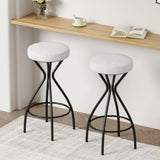 29'' Floral Print Counter Height Bar Stool with Footrest Set of 2 Upholstered Round Barstools for W1757P294425