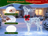 Pre-Lit Christmas Reindeer Decoration with 50 Cold White LED Lights, IP44 Waterproof Metal Frame, 39250855