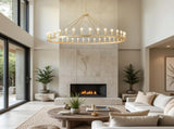 63.8 INCH 36-Light Extra Large Wagon Wheel Chandelier, Gold Farmhouse Round Wheel Chandelier Light W5008P543830