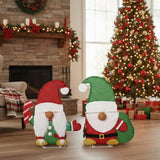 Set of 2 Lighted Gnome and Candy Cane Christmas Decorations, Pre-lit 2D Holiday Decor with 80 Warm 13136794
