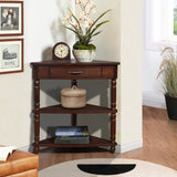 33.8'' Small Triangle Table, Wood Side Table for Small Spaces/ Living Room, 3 Tier End W1202P155411