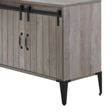 ZNTS Grey Oak Writing Desk with Sliding Barn Door B062P209219