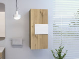 Medicine 38"H Single Door Cabinet, Three Shelves, Light Oak / White B097120601