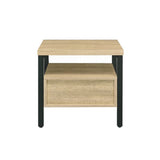 One Drawer Nightstand with 1 Tier Shelf, Oak and Black B016P256523