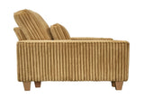 Yellow Deep Seat Corduroy Armchair with Brushed Stainless Steel Cup Holder and Decorative Pillow, 00017458