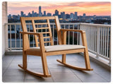 Heavy-Duty Solid Wood Rocking Chair, Ergonomic Accent Armchair with Breathable Ladder Back for 95738735