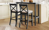 TOPMAX Farmhouse 48"Rectangular Wood Bar Height Dining Set Kitchen Breakfast Nook with 2 Chairs for N717P195018E