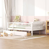 Full Size Daybed Wood Bed with Two Drawers , White WF301868AAK