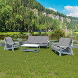 HIPS All-Weather Outdoor Single Sofa with Cushion, White/Grey W1209114905