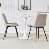 Light gray artificial leather backrest dining chair, black metal legs, curved widened W1151126209