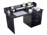 FCH 110*50*95cm Particleboard Paste Triamine Desktop Storage Layer Three Drawers Computer Desk Black 48647745