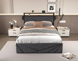 LED Queen Bed Frame, Storage Headboard with Charging Station, Solid and Stable, Noise Free, No Box 50737516