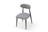 Modern Dining Chairs Set of 2, Curved Backrest Round Upholstered and Metal Frame, Grey W876110768