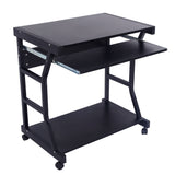 ZNTS Moveable Four-wheel Computer Desk Black 73764478