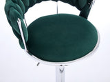 Set of 2 Bar Stools,with Chrome Footrest and Base Swivel Height Adjustable Mechanical Lifting Velvet 59075110