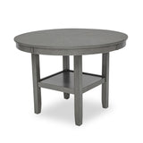 Beautiful Round 5Pc Dining Table Set Lower Storage Shelves Dining Room Set Wooden Furniture B011P232888